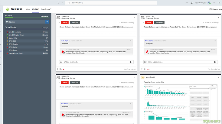 View your SQUEAKS Home page with messages and alerts meant for you in a chronological summary.