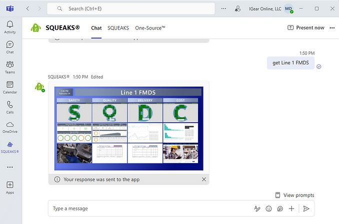 Ask the SQUEAKs bot in Microsoft Teams to retrieve full One-Source boards.