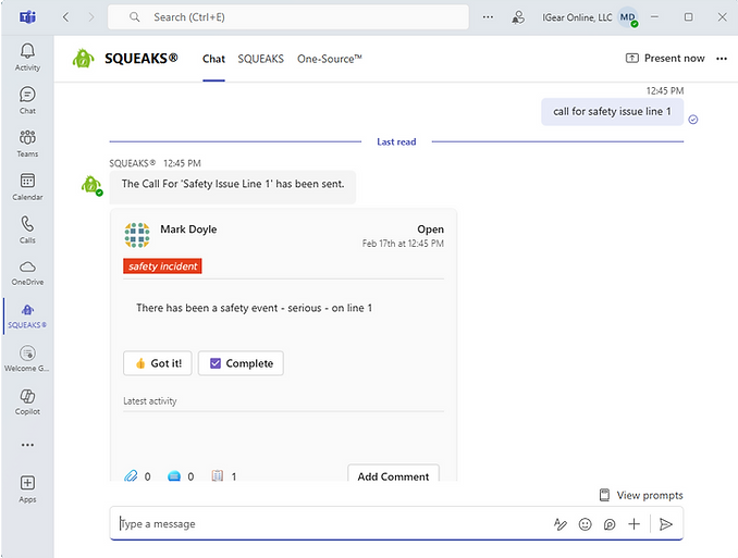 Send out a custom squeak message with a Workflow and Escalation Rule or send a predefined Call-For message template