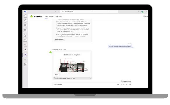 Manufacturing training resources are made available in Microsoft Teams allowing you to send materials in teams chats