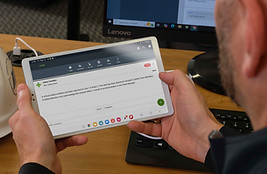 Employee viewing SQUEAKS alerts on a tablet