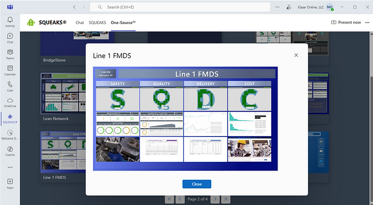 View all One-Source boards you are authorized to see from the One-Source tab in Microsoft Teams app